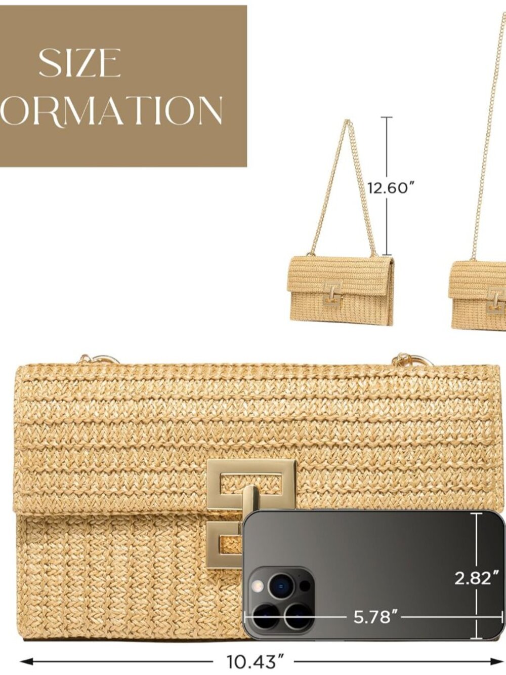 CHUNLI Straw Purse Woven Beach Bag Summer Clutch Purse Boho Crossbody Bags for W - Picture 6 of 6